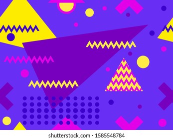 Memphis seamless pattern. Retro background, geometric shapes in the style of memphis 80s and 90s. Vector illustration