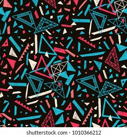 Memphis seamless pattern in retro style. Doodle pattern hand-drawn pen, ink, chalk. Ethnic, folk, tribal.