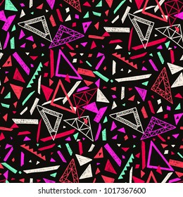Memphis seamless pattern in retro style. Doodle pattern hand-drawn pen, ink, chalk. Ethnic, folk, tribal.
