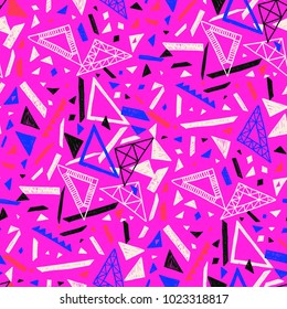 Memphis seamless pattern in retro style. Doodle pattern hand-drawn pen, ink, chalk. Ethnic, folk, tribal.