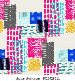 Memphis seamless  pattern in retro style. Doodle pattern hand-drawn pen, ink, chalk. 