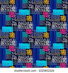 Memphis seamless  pattern in retro style. Doodle pattern hand-drawn pen, ink, chalk. 