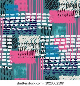 Memphis seamless  pattern in retro style. Doodle pattern hand-drawn pen, ink, chalk. 