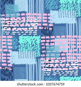 Memphis seamless  pattern in retro style. Doodle pattern hand-drawn pen, ink, chalk. 