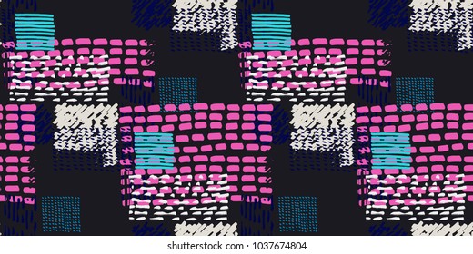 Memphis seamless  pattern in retro style. Doodle pattern hand-drawn pen, ink, chalk. 