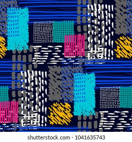 Memphis seamless  pattern in retro style. Doodle pattern hand-drawn pen, ink, chalk. 