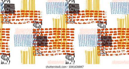 Memphis seamless  pattern in retro style. Doodle pattern hand-drawn pen, ink, chalk. 