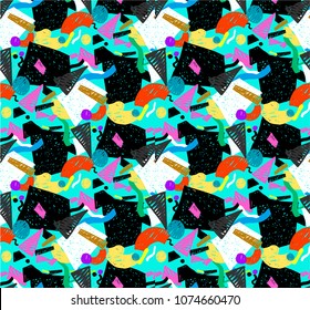 Memphis seamless  pattern in retro style. Doodle pattern hand-drawn pen, ink, chalk. 