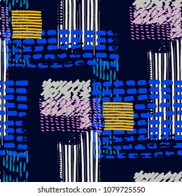 Memphis seamless  pattern in retro style. Doodle pattern hand-drawn pen, ink, chalk. 