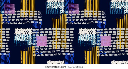 Memphis seamless  pattern in retro style. Doodle pattern hand-drawn pen, ink, chalk. 
