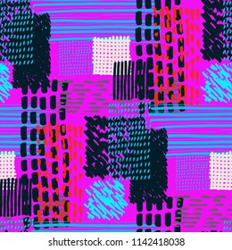 Memphis seamless  pattern in retro style. Doodle pattern hand-drawn pen, ink, chalk. 