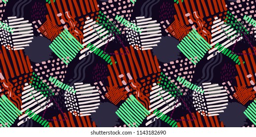 Memphis seamless  pattern in retro style. Doodle pattern hand-drawn pen, ink, chalk. 