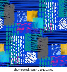 Memphis seamless  pattern in retro style. Doodle pattern hand-drawn pen, ink, chalk. 