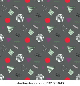 Memphis seamless  pattern in retro style. Doodle pattern hand-drawn pen, ink, chalk. 