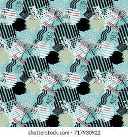 Memphis seamless  pattern in retro style. Doodle pattern hand-drawn pen, ink, chalk. 