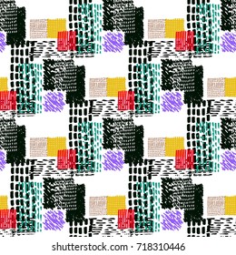 Memphis seamless  pattern in retro style. Doodle pattern hand-drawn pen, ink, chalk. 