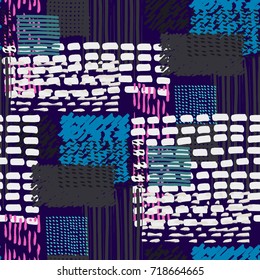 Memphis seamless  pattern in retro style. Doodle pattern hand-drawn pen, ink, chalk. 