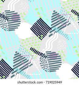 Memphis seamless  pattern in retro style. Doodle pattern hand-drawn pen, ink, chalk. 