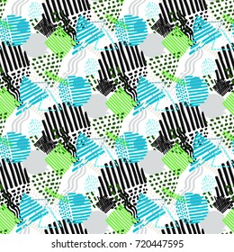 Memphis seamless  pattern in retro style. Doodle pattern hand-drawn pen, ink, chalk. 