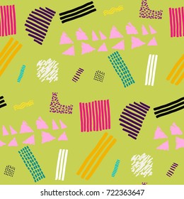 Memphis seamless  pattern in retro style. Doodle pattern hand-drawn pen, ink, chalk. 