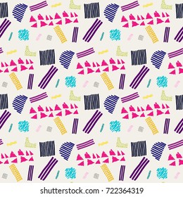 Memphis seamless  pattern in retro style. Doodle pattern hand-drawn pen, ink, chalk. 