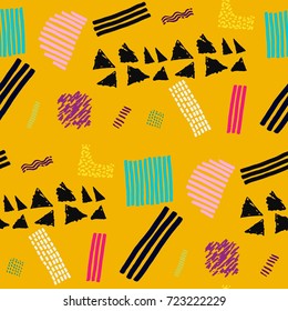 Memphis seamless  pattern in retro style. Doodle pattern hand-drawn pen, ink, chalk. 
