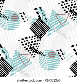 Memphis seamless  pattern in retro style. Doodle pattern hand-drawn pen, ink, chalk. 