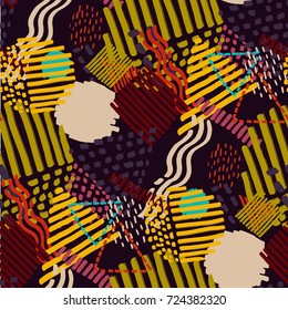 Memphis seamless  pattern in retro style. Doodle pattern hand-drawn pen, ink, chalk. 