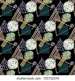 Memphis seamless  pattern in retro style. Doodle pattern hand-drawn pen, ink, chalk. 