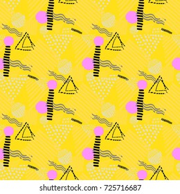 Memphis seamless  pattern in retro style. Doodle pattern hand-drawn pen, ink, chalk. 