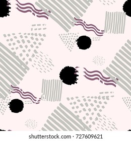 Memphis seamless  pattern in retro style. Doodle pattern hand-drawn pen, ink, chalk.