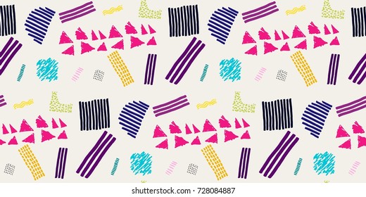 Memphis seamless  pattern in retro style. Doodle pattern hand-drawn pen, ink, chalk. 