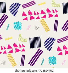 Memphis seamless  pattern in retro style. Doodle pattern hand-drawn pen, ink, chalk. 