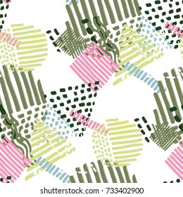 Memphis seamless  pattern in retro style. Doodle pattern hand-drawn pen, ink, chalk. 