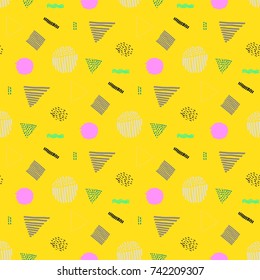 Memphis seamless  pattern in retro style. Doodle pattern hand-drawn pen, ink, chalk. 
