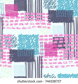 Memphis seamless  pattern in retro style. Doodle pattern hand-drawn pen, ink, chalk. 