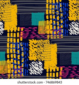 Memphis seamless  pattern in retro style. Doodle pattern hand-drawn pen, ink, chalk. 