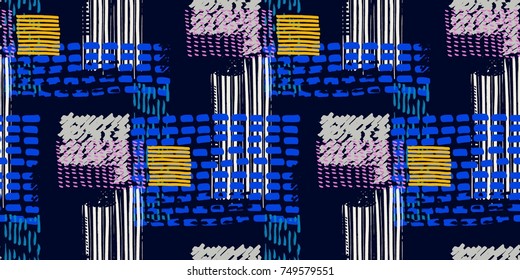 Memphis seamless  pattern in retro style. Doodle pattern hand-drawn pen, ink, chalk. 