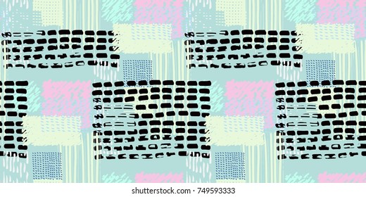 Memphis seamless  pattern in retro style. Doodle pattern hand-drawn pen, ink, chalk. 