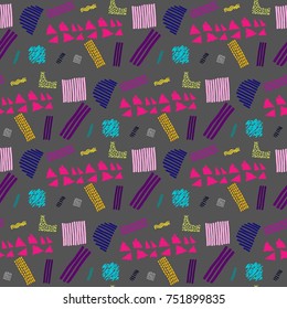 Memphis seamless  pattern in retro style. Doodle pattern hand-drawn pen, ink, chalk. Ethnic, folk, tribal.