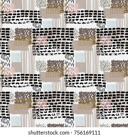 Memphis seamless  pattern in retro style. Doodle pattern hand-drawn pen, ink, chalk. 