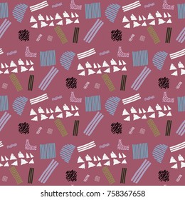 Memphis seamless  pattern in retro style. Doodle pattern hand-drawn pen, ink, chalk. Ethnic, folk, tribal.