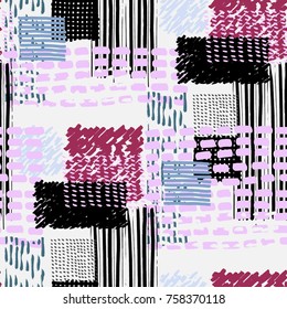 Memphis seamless  pattern in retro style. Doodle pattern hand-drawn pen, ink, chalk. 