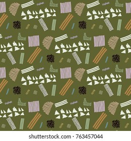Memphis seamless  pattern in retro style. Doodle pattern hand-drawn pen, ink, chalk. 