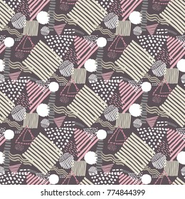 Memphis seamless  pattern in retro style. Doodle pattern hand-drawn pen, ink, chalk. 