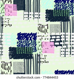 Memphis seamless  pattern in retro style. Doodle pattern hand-drawn pen, ink, chalk. 