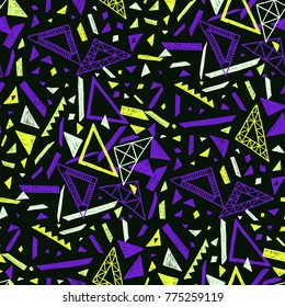 Memphis seamless pattern in retro style. Doodle pattern hand-drawn pen, ink, chalk. Ethnic, folk, tribal.