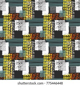 Memphis seamless pattern in retro style. Doodle pattern hand-drawn pen, ink, chalk.