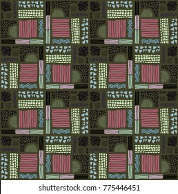 Memphis seamless pattern in retro style. Doodle pattern hand-drawn pen, ink, chalk.