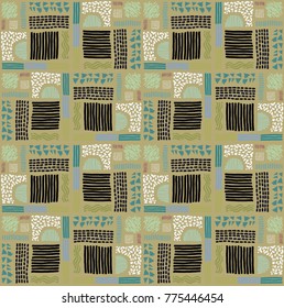 Memphis seamless pattern in retro style. Doodle pattern hand-drawn pen, ink, chalk.